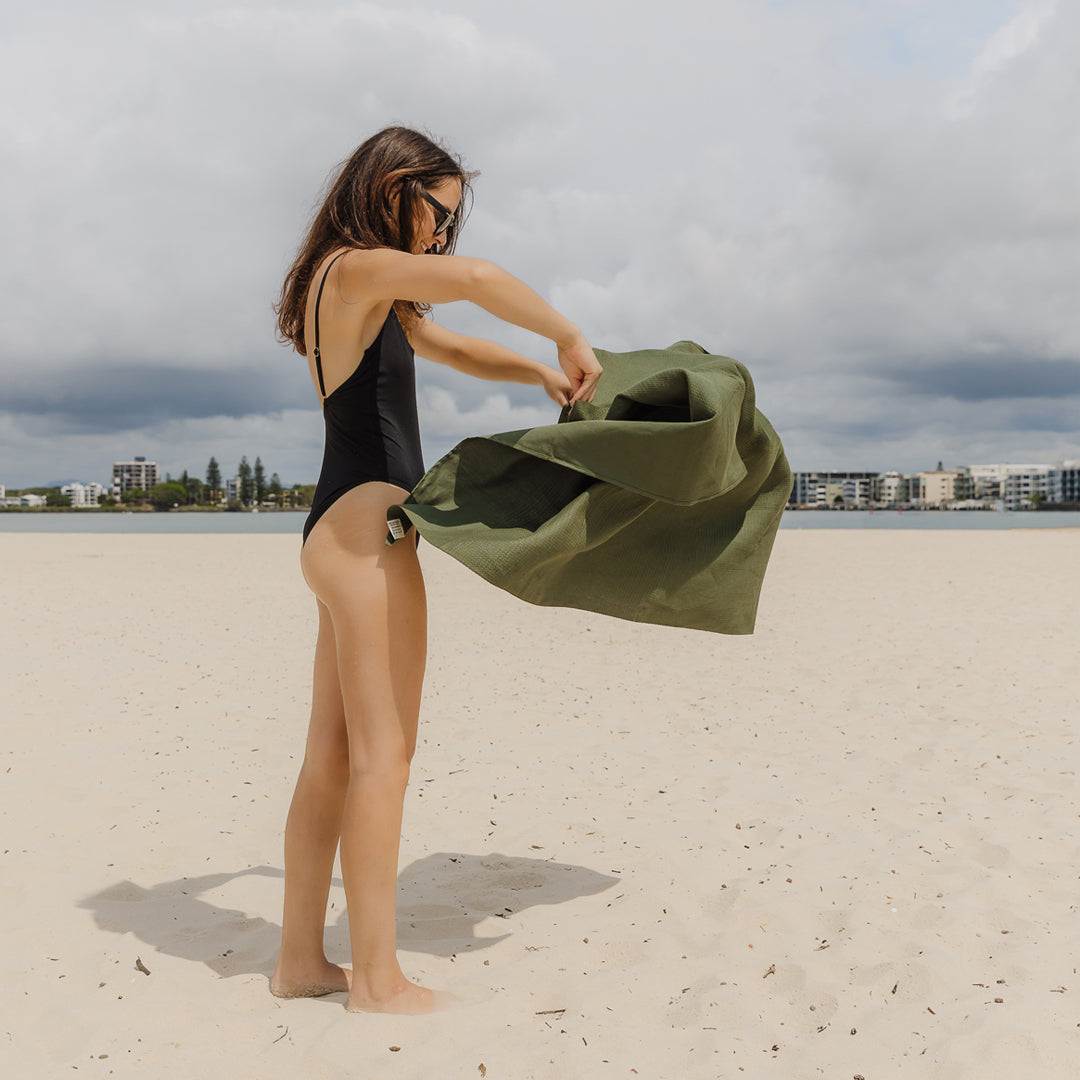 Daintree Green Hemp Beach Towel